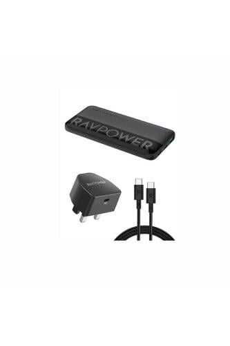 بكج راف بور 3 في 1 بطارية 10000 + كيبل تايب سي + ر...