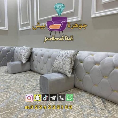 Tailoring according to request, the price per meter is 250 riyals, including the gold warranty.