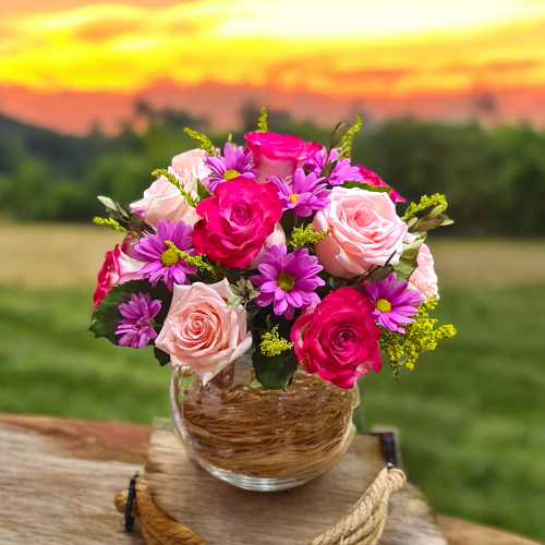 باقة فازة دائرية