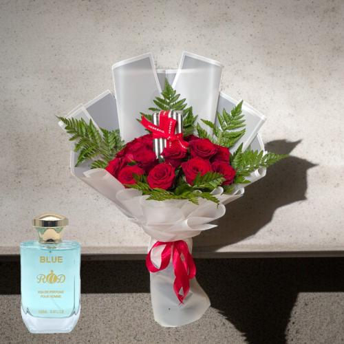 عطر blue مع باقة ورد 'طبيعي ...
