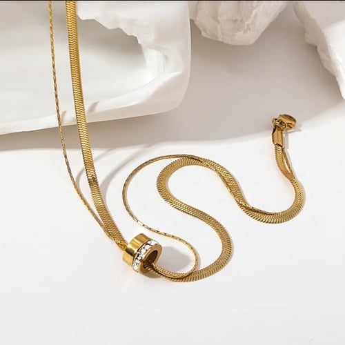 قلاده مزدوج بفصوص الزيركون 18K