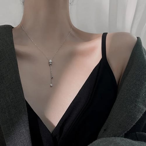 عقد اسطواني انيق فضة 925