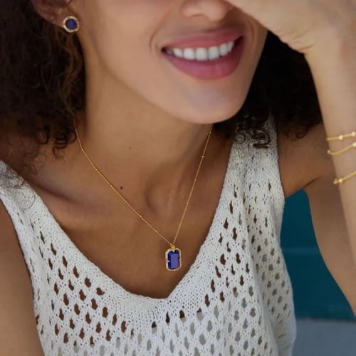 قلادة تاج اللازورد فضة استرليني 925