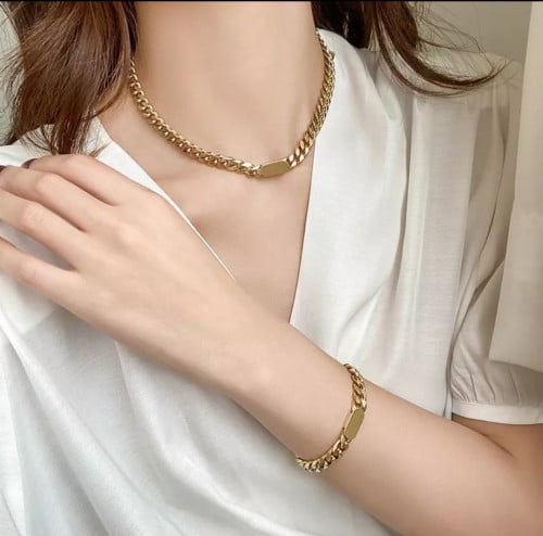 طقم سلسال واسورة طراز كوبي 18K