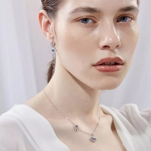 قلادة العين الزرقاء فضة 925