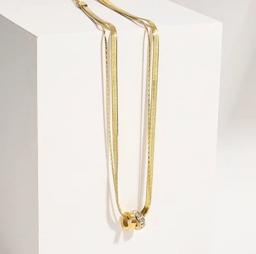 قلاده مزدوج بفصوص الزيركون 18K