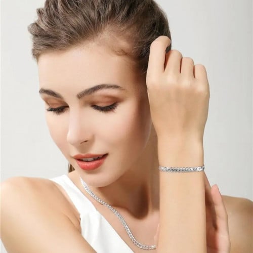 طقم سلسال واسورة فضة 925