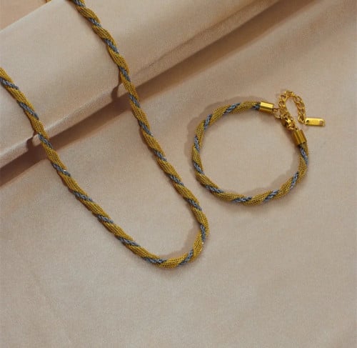 طقم سلسال واسورة بلونين 18K