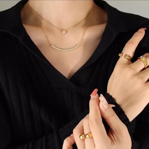 سلسال بطراز فرنسي مزدوج 18K