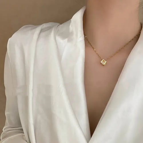 قلاده مكعب الزركون ناعمة 18K