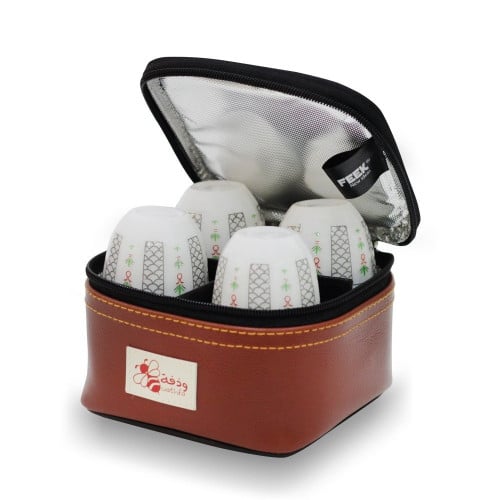 حافظة وذفة جلد بني