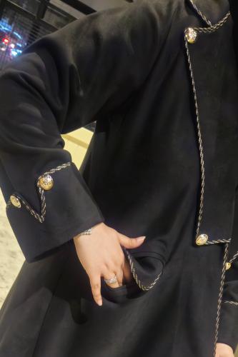 عبايه شامواه اسود محدد بقيطان