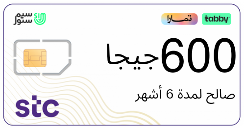شريحة بيانات 600 جيجا | 6 أشهر STC