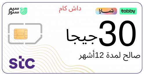 شريحة نت داش كام 30 جيجا | 12 أشهر
