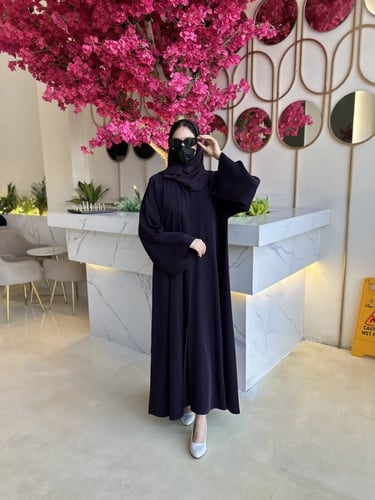 عبايه موف نص كلوش قماش لميا السعر شامل الطرحه والت...