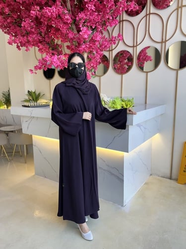 عبايه موف نص كلوش قماش لميا السعر شامل الطرحه والت...