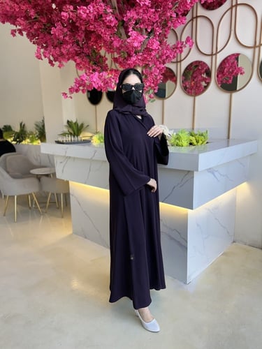 عبايه موف نص كلوش قماش لميا السعر شامل الطرحه والت...