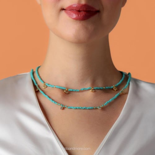 Turquoise Gold - Beads necklace