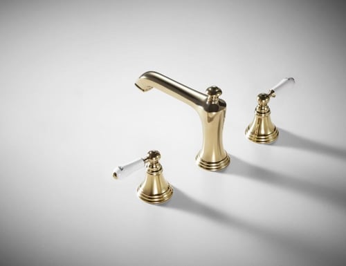 خلاط مغسلة 3 فتحة ذهبي مسكة اصبع برافات / BRAVAT