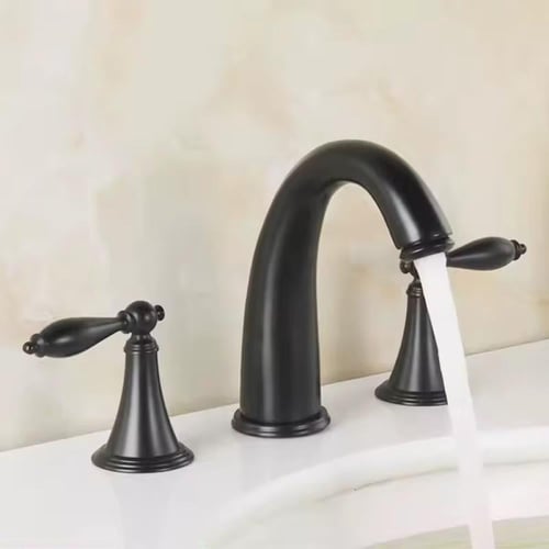 خلاط مغسلة 3 فتحه مدور اسود