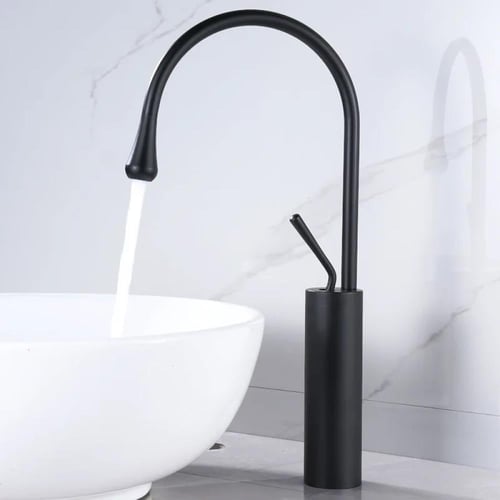 خلاط مغسلة ‏/ مجلى ‏دائري اسود طويل