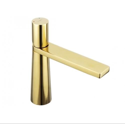 خلاط مغسله ذهبي لامع مدور