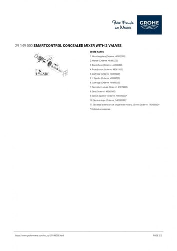 وجه خلاط 3 خيارات مربع سمارت كنترول جروهي / GROHE