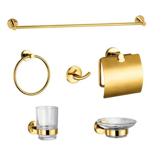 طقم اكسسوار 6 قطع ذهبي لامع