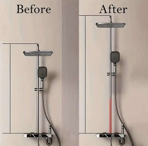 تطويلة خلاط دش بيانو اسود / تبتانيوم / كروم