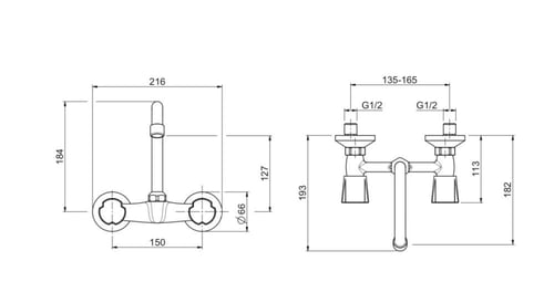 خلاط مجلى جداري سانتك