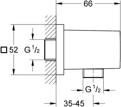 GROHE / كوع مخفي مربع جروهي