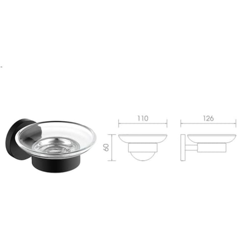 حامل صحن صابون اسود مدور
