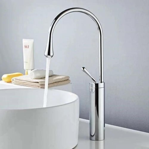 خلاط مغسلة ‏/ مجلى ‏دائري كروم طويل