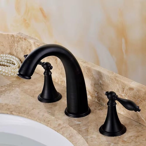 خلاط مغسلة 3 فتحه مدور اسود