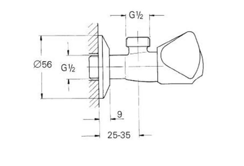 محبس زاوية قبضة كبيرة جروهي / GROHE