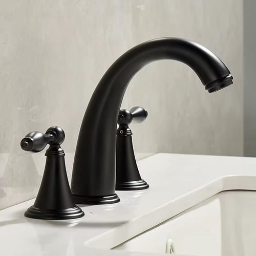 خلاط مغسلة 3 فتحه مدور اسود