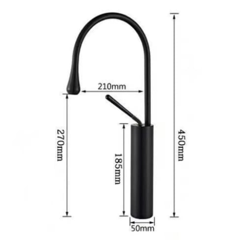 خلاط مغسلة ‏/ مجلى ‏دائري اسود طويل