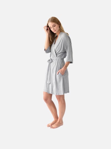 روب كيمونو من البامبو الطبيعي- رمادي