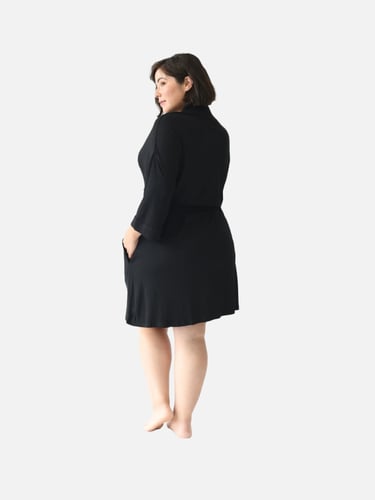 روب كيمونو من البامبو الطبيعي-اسود