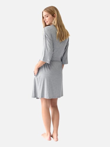 روب كيمونو من البامبو الطبيعي- رمادي