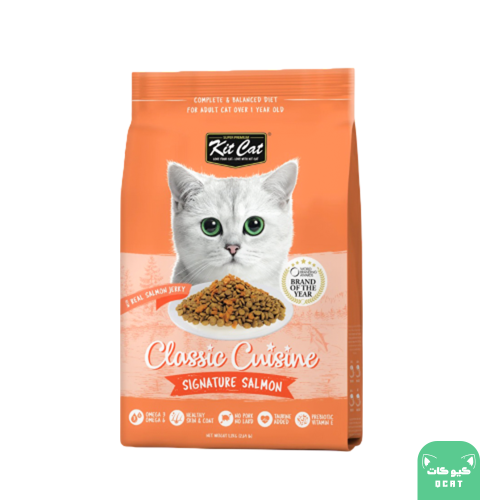 كت كات طعام جاف بنكهة السلمون للعناية بالفراء للقط...