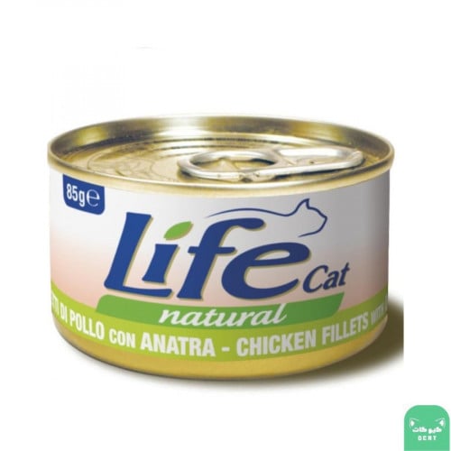 طعام للقطط فيليه دجاج مع البط 85g لايف كات