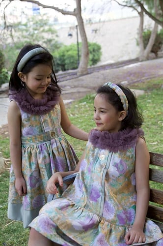 فستان أطفال من قمشه التفته الفاخر بتصيم مميز وأنيق