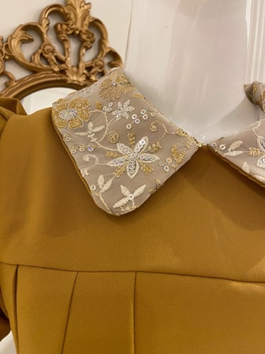 فستان بياقة مطرزة