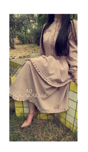 فستان بتصميم أنيق من طبقتين وأكمام طويلة