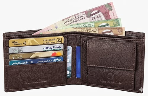 محفظة جلدية بالأسم
