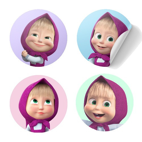 ملصقات ماشا دائرية