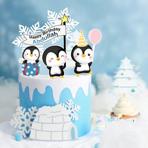 تغريسة كيك ثيم البطريق/Penguin Topper Cake