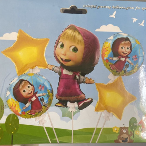 مجموعة بالونات ثيم ماشا والدب