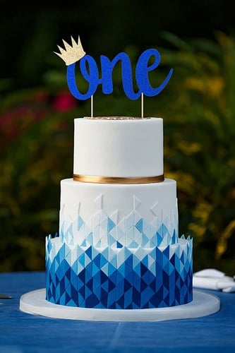 تغريسة جليتر أزرق و تاج ذهبي One